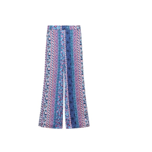 Zara Pants Satin Effect Boho Wide Leg Floral Print Pants Women’s Size XS - Picture 9 of 16